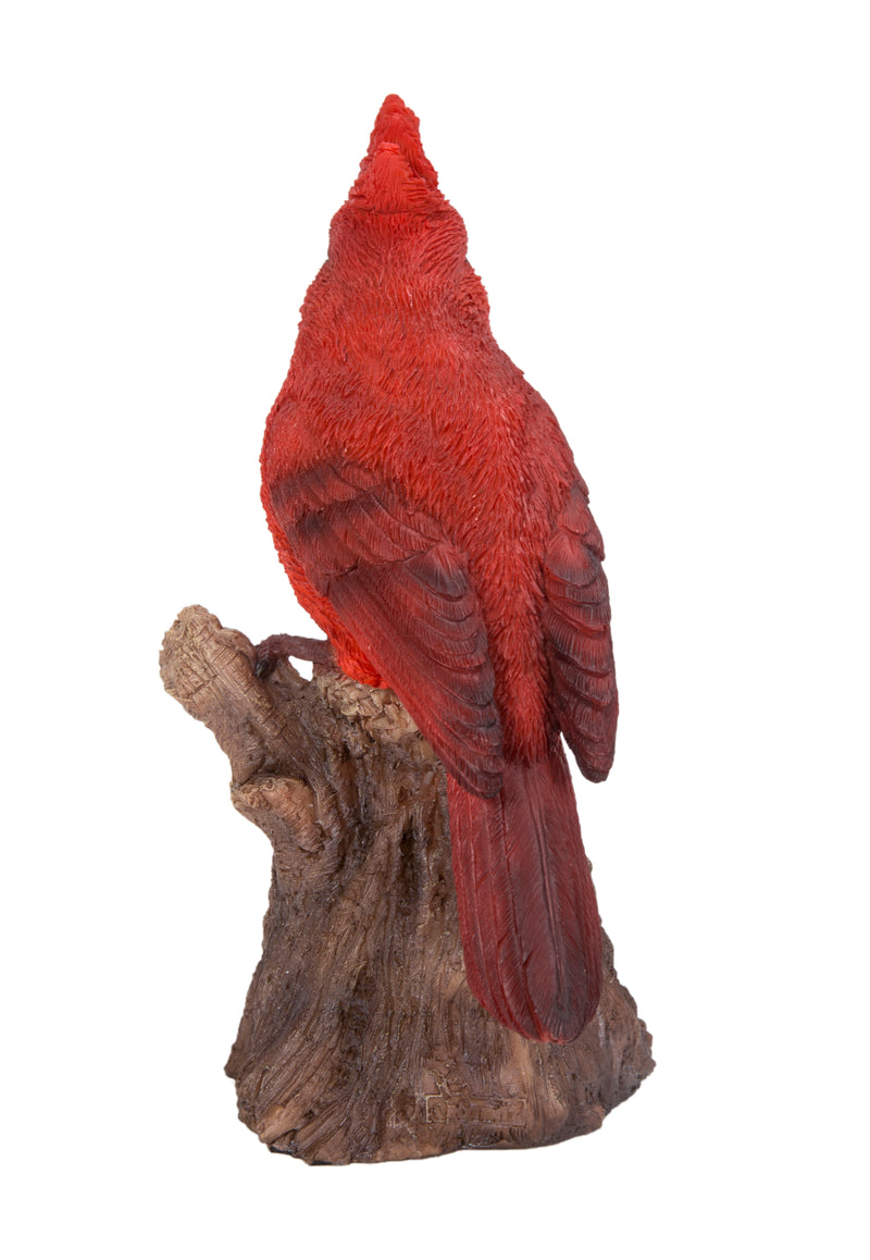 Motion Activated Singing Cardinal Standing on Stump Statue HI-LINE GIFT LTD.