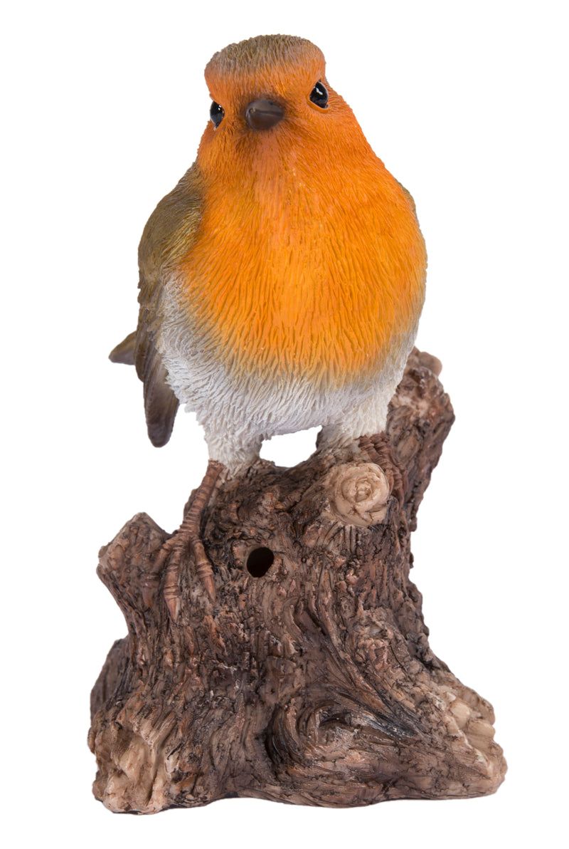 Motion Activated Singing Robin Standing Stump Statue HI-LINE GIFT LTD.