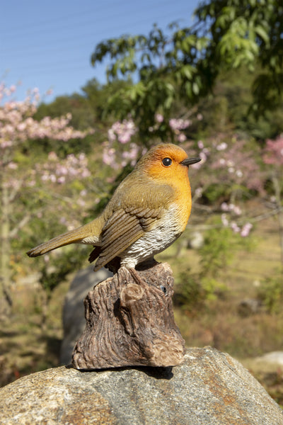 Motion Activated Singing Robin Standing Stump Statue HI-LINE GIFT LTD.