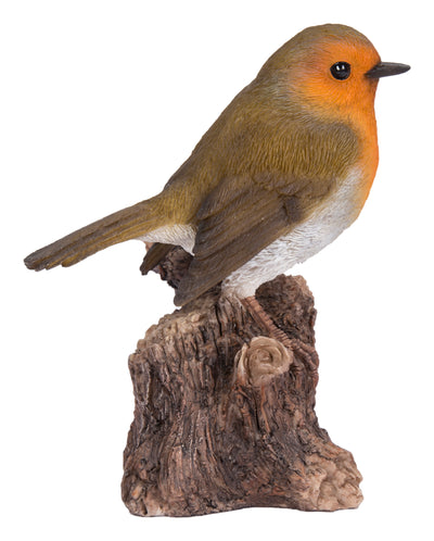 Motion Activated Singing Robin Standing Stump Statue HI-LINE GIFT LTD.