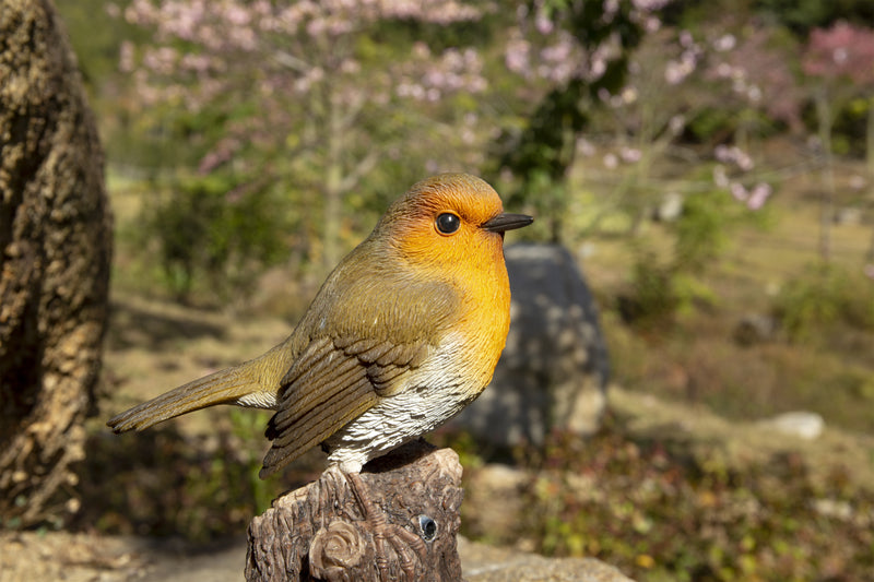 Motion Activated Singing Robin Standing Stump Statue HI-LINE GIFT LTD.