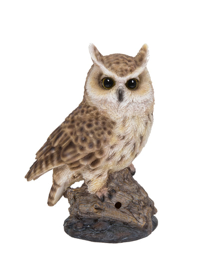 Singing Long Eared Owl Standing Stump - Garden Statue HI-LINE GIFT LTD.