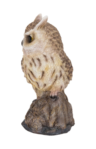 Singing Long Eared Owl Standing Stump - Garden Statue HI-LINE GIFT LTD.