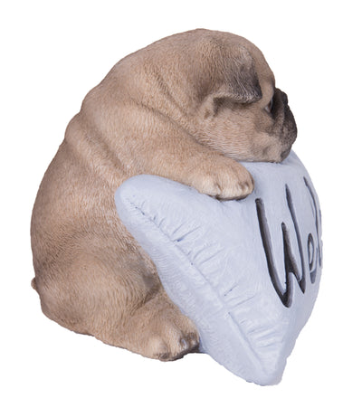 Pug Puppy with Welcome Sign Statue HI-LINE GIFT LTD.