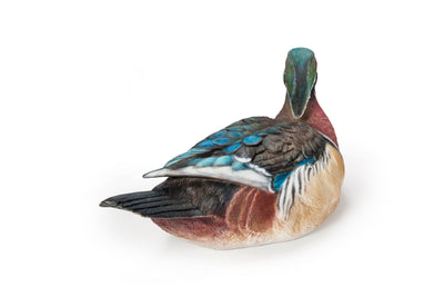 Colorful Sitting Wood Duck Garden Statue HI-LINE GIFT LTD.