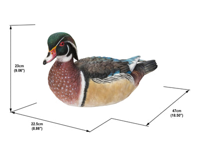 Colorful Sitting Wood Duck Garden Statue HI-LINE GIFT LTD.