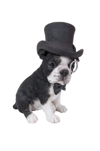 Boston Terrier With Top Hat, Spectacle and Bow Tie Statue HI-LINE GIFT LTD.