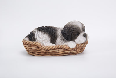 Wicker Basket Shih Tzu Statue Hi-Line Gift Ltd.