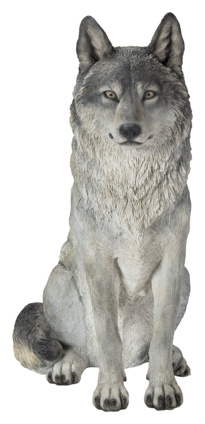 Hi-Line Exclusive - Sitting Grey Wolf Statue HI-LINE GIFT LTD.