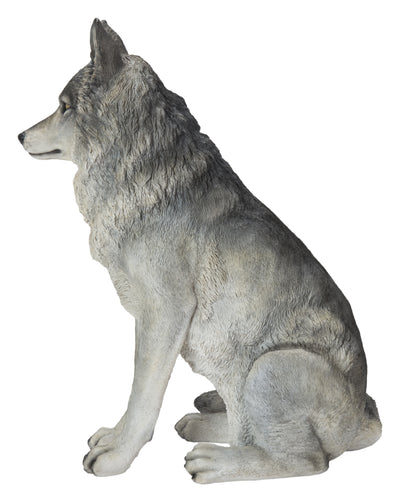 Hi-Line Exclusive - Sitting Grey Wolf Statue HI-LINE GIFT LTD.