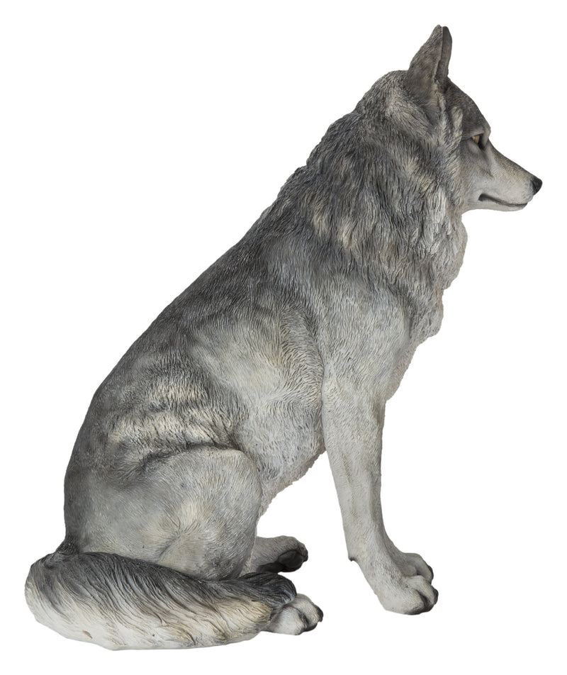 Hi-Line Exclusive - Sitting Grey Wolf Statue HI-LINE GIFT LTD.