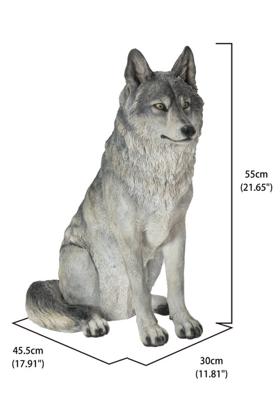 Hi-Line Exclusive - Sitting Grey Wolf Statue HI-LINE GIFT LTD.