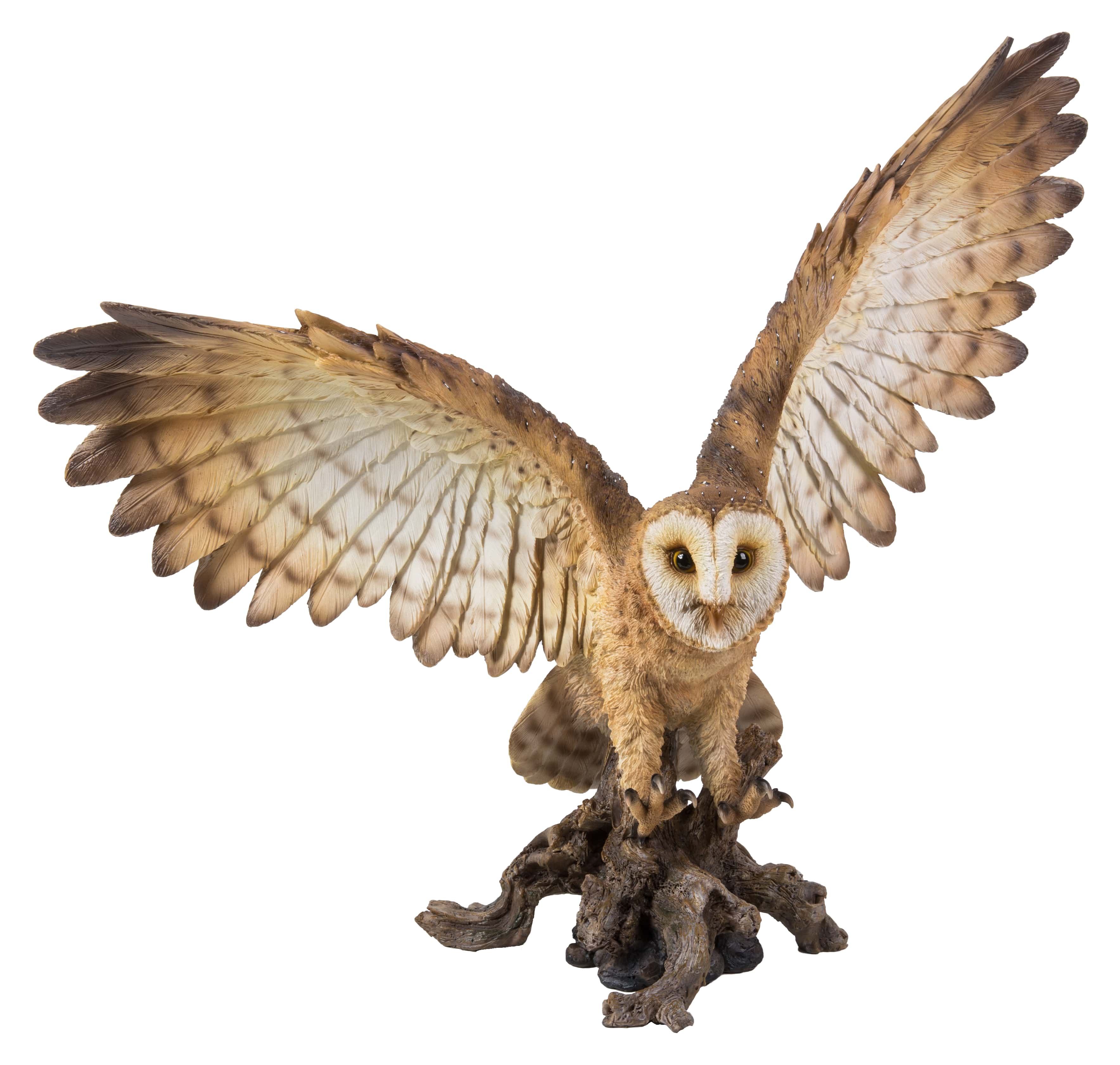 Barn Owl Stump With Wings Open - Home Decor - Hi-Line Gift Ltd.