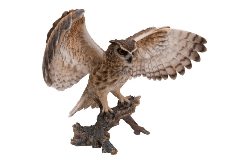 Eagle Owl On Branch W/Wings Out Hi-Line Gift Ltd.