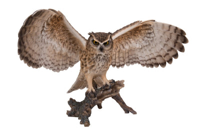 Eagle Owl On Branch W/Wings Out Hi-Line Gift Ltd.