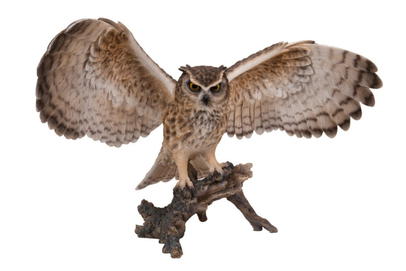 Eagle Owl On Branch W/Wings Out Hi-Line Gift Ltd.