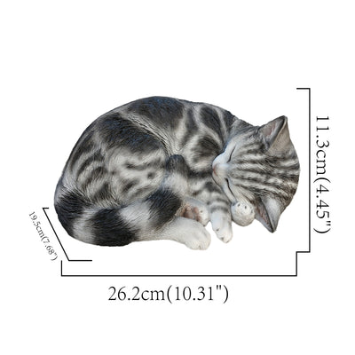 87728-D - Tabby Dreams: Enchanting Black Polyresin Sleeping Cat Figurine Hi-Line Gift Ltd.