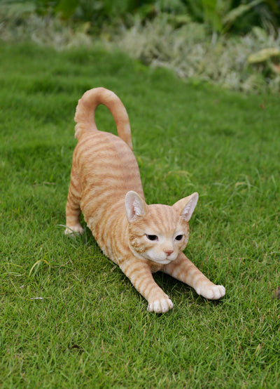 Orange Tabby Cat Stretching Hi-Line Gift Ltd.