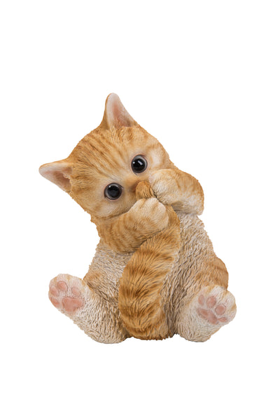 Orange Tabby Kitten Playing with Tail Polyresin Statue HI-LINE GIFT LTD.