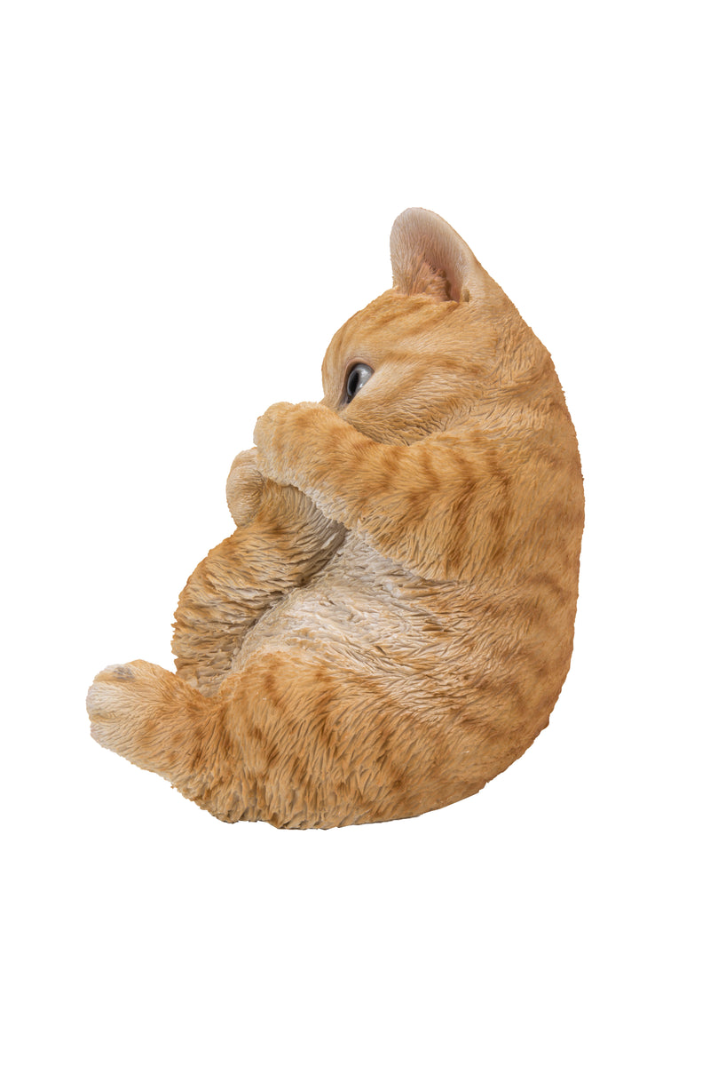 Orange Tabby Kitten Playing with Tail Polyresin Statue HI-LINE GIFT LTD.