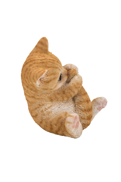 Orange Tabby Kitten Playing with Tail Polyresin Statue HI-LINE GIFT LTD.