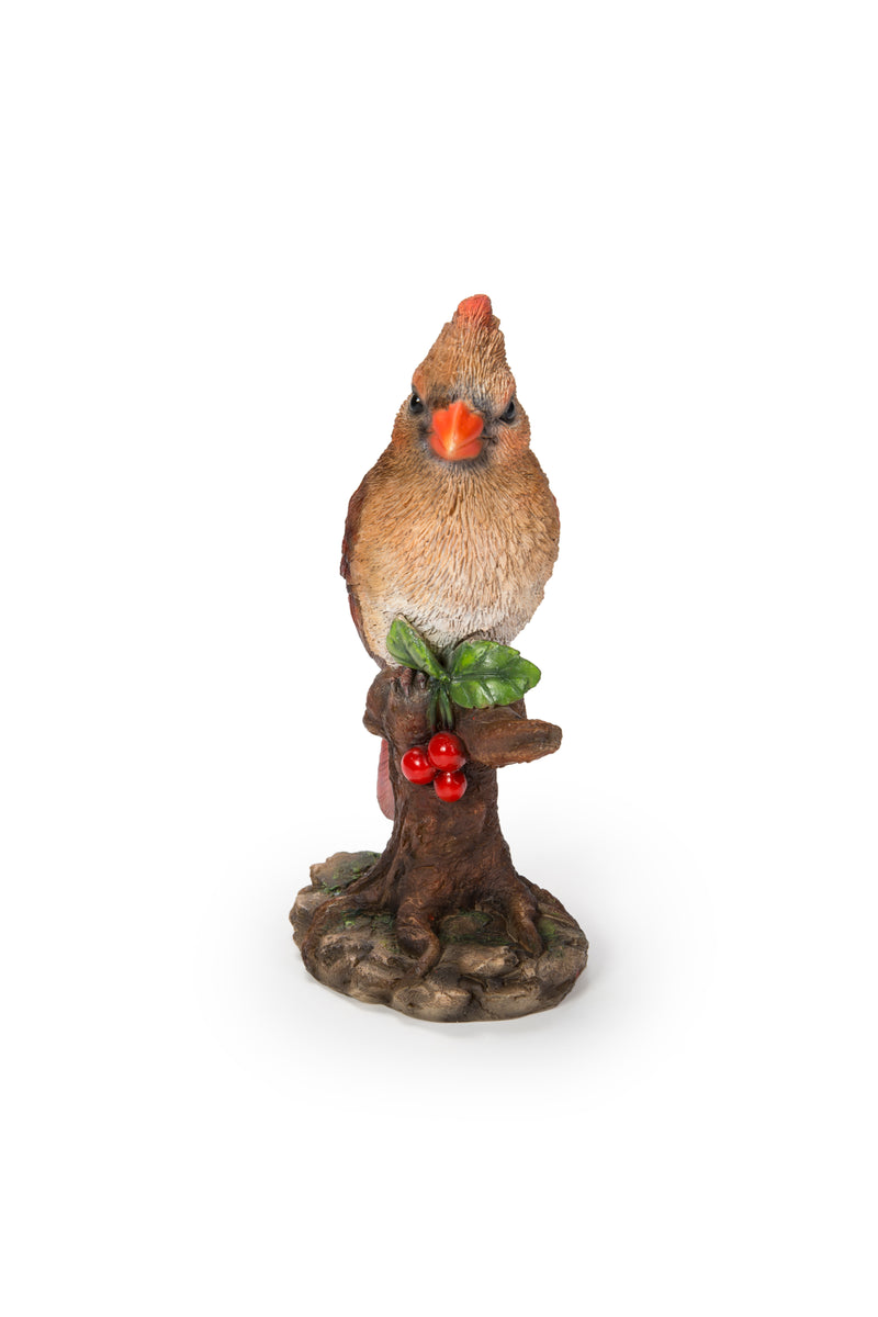 Female Cardinal Resting on Stump Garden Statue HI-LINE GIFT LTD.