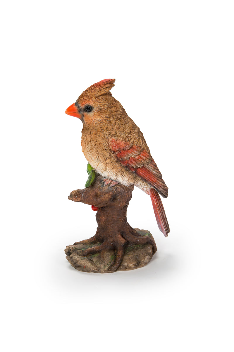 Female Cardinal Resting on Stump Garden Statue HI-LINE GIFT LTD.