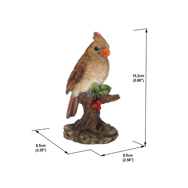 Female Cardinal Resting on Stump Garden Statue HI-LINE GIFT LTD.