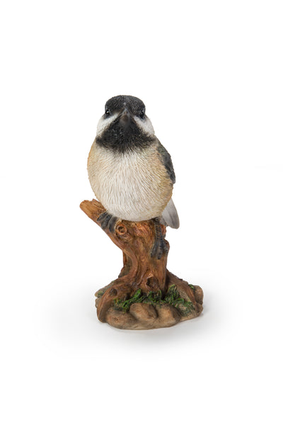 Chickadee Peeking on stump Garden Statue HI-LINE GIFT LTD.