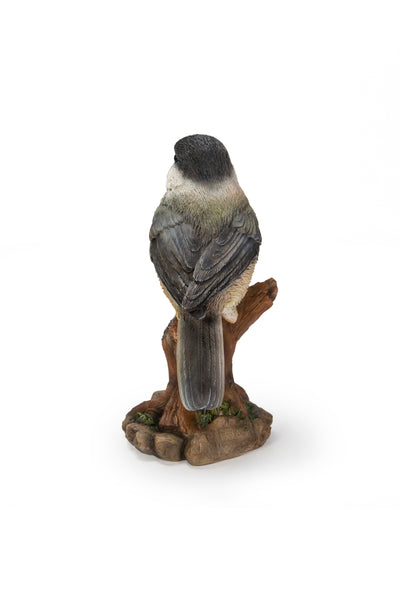 Chickadee Peeking on stump Garden Statue HI-LINE GIFT LTD.