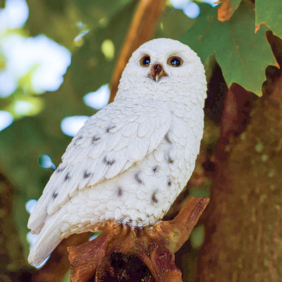 Snow Owl On Stump Statue HI-LINE GIFT LTD.