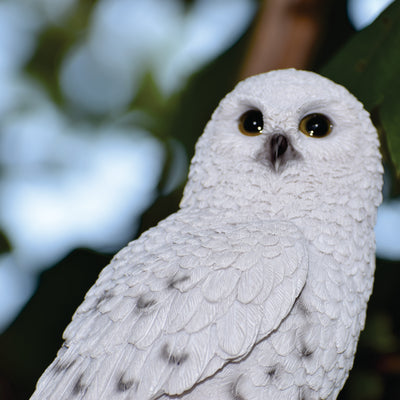 Snow Owl On Stump Statue HI-LINE GIFT LTD.