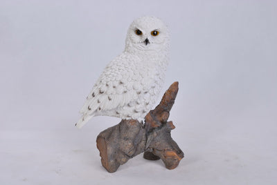 Snow Owl On Stump Statue HI-LINE GIFT LTD.