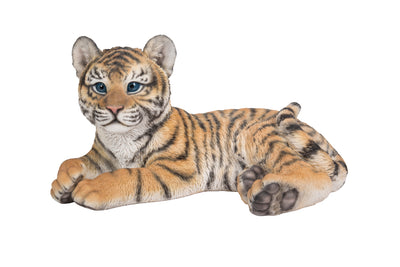 Baby Yellow Tiger Cub Laying Down Statue Hi-Line Gift Ltd.