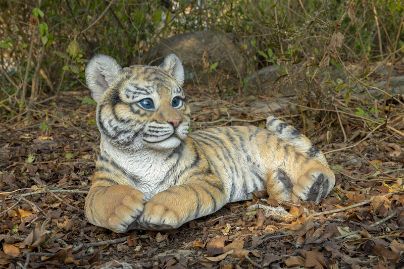 Baby Yellow Tiger Cub Laying Down Statue Hi-Line Gift Ltd.