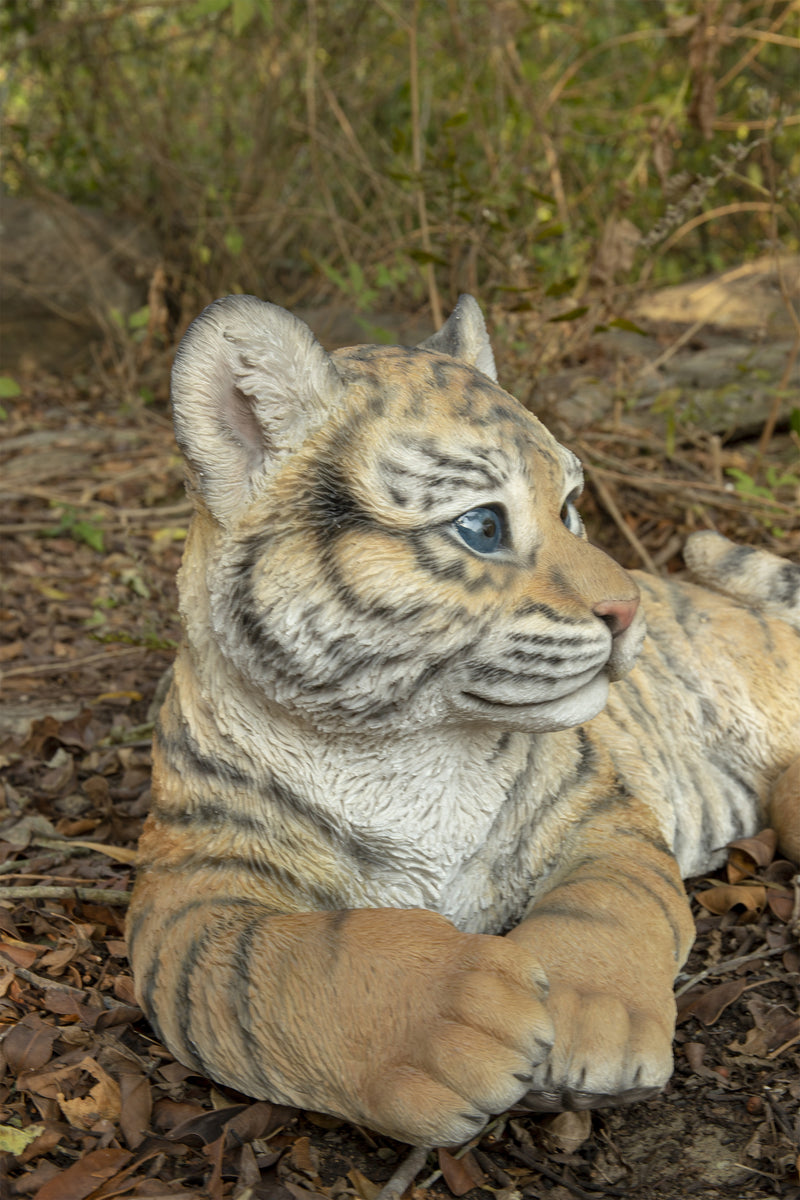 Baby Yellow Tiger Cub Laying Down Statue Hi-Line Gift Ltd.