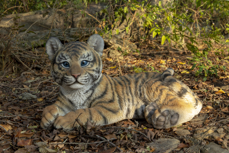 Baby Yellow Tiger Cub Laying Down Statue Hi-Line Gift Ltd.