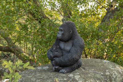 Gorilla Sitting with Baby Statue HI-LINE GIFT LTD.