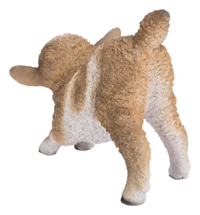 Lamb Playing Brown and White Statue HI-LINE GIFT LTD.