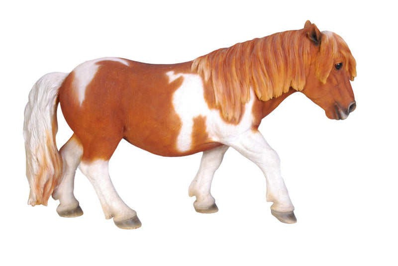 Shetland Pony Brown and White Statue HI-LINE GIFT LTD.