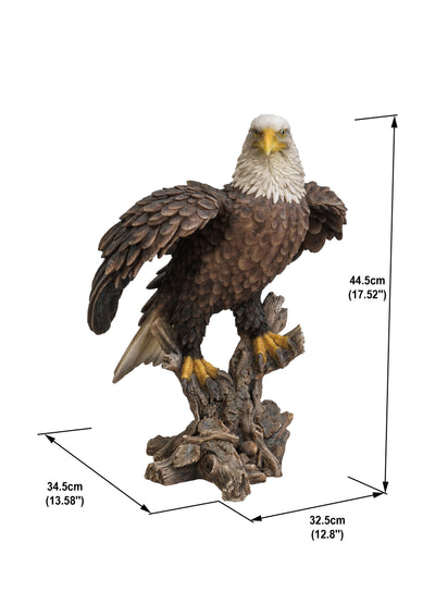 Bald Eagle On Stump W/Wings Out Statue Hi-Line Gift Ltd.