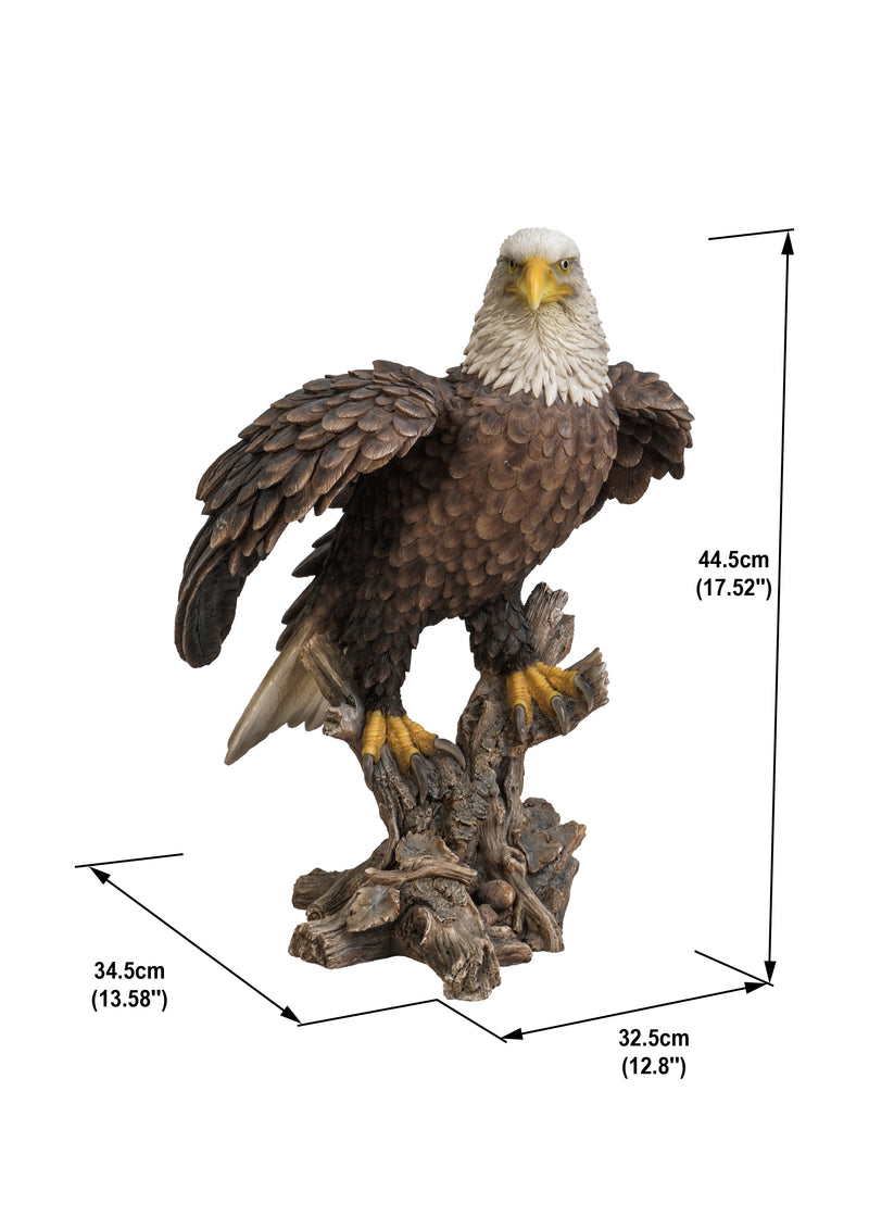 Bald Eagle On Stump W/Wings Out Statue Hi-Line Gift Ltd.