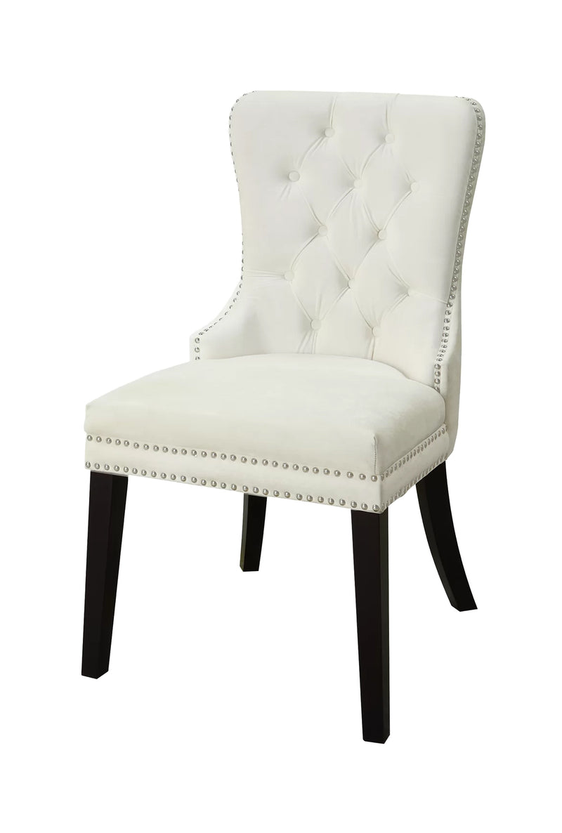 White Velvet Chair - Button Tufted - Set of 2 HI-LINE GIFT LTD.