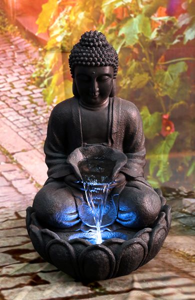 79567 - Meditating Buddha Fountain With  Led Hi-Line Gift Ltd.